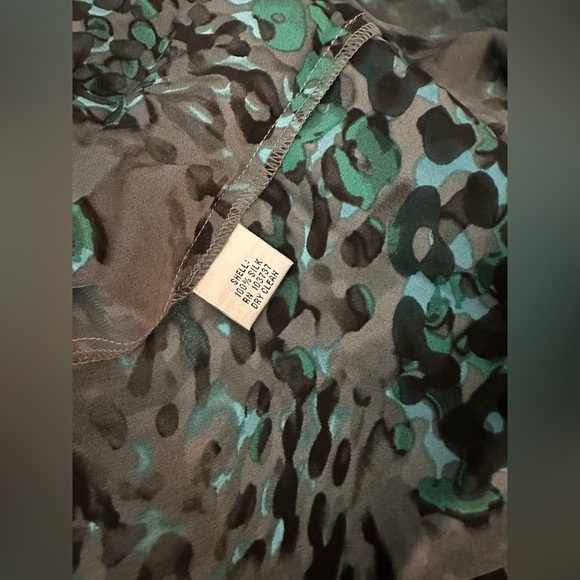 ALI RO Size 8 Medium Green Blue Gray Abstract Silk Wrap Dress - Picture 7 of 13